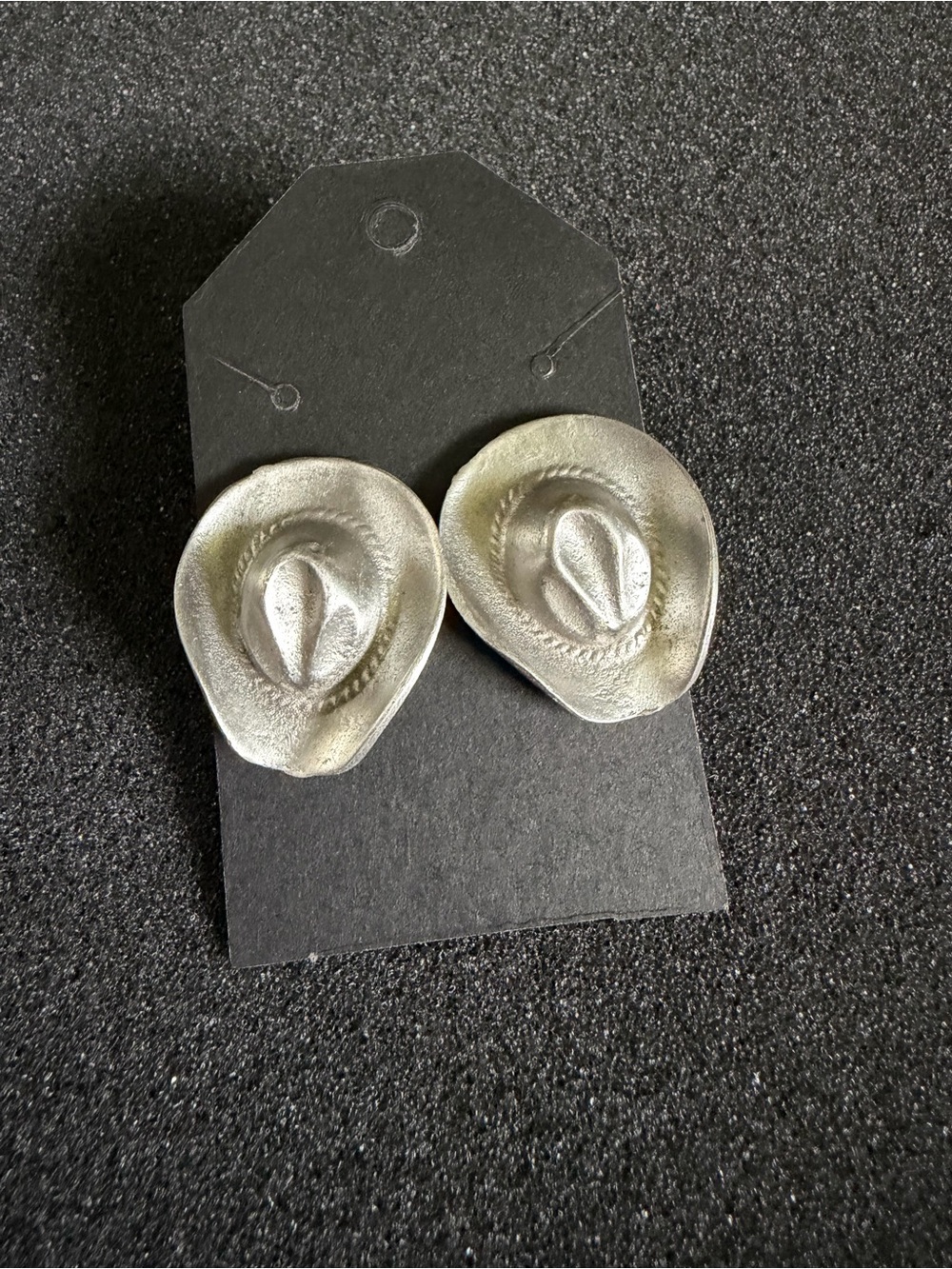 Ultra Craft cowboy cowgirl hat Silver pewter earrings